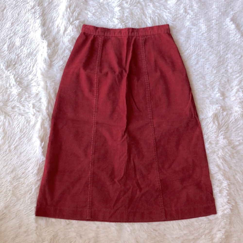 Vintage Red Corduroy Midi Skirt